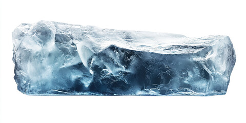 High-Resolution Blue Ice Block on White Background with Cinematic Lighting