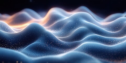 Obraz premium Abstract Wavy Particles Minimalist Flowing Texture Black Gradient Curve Background