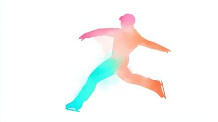 Dynamic Figure Skater in Motion with Colorful Abstract Background