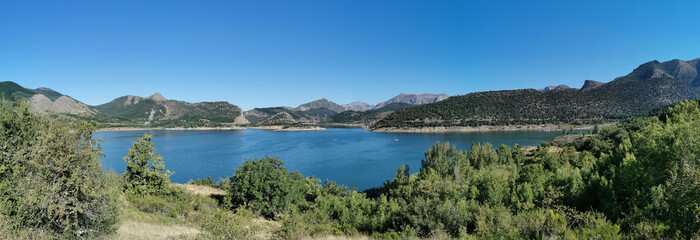 View at the Embalse Barrios De Luna, Duero river and mountains on Babia and Luna natural Park, Castilla & Leon Spain