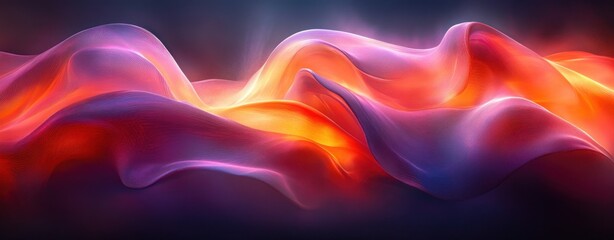 Fototapeta premium Futuristic Abstract Sculpture with Smooth Ribbons and Vibrant Glows