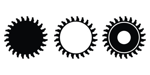 Saw blades for woodworking machine. Flat icons. Silhouette vector. Circular saw vector on white background