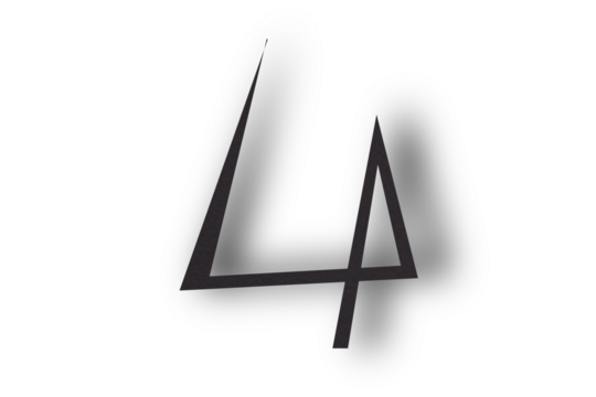 Number four from black paper transparent background