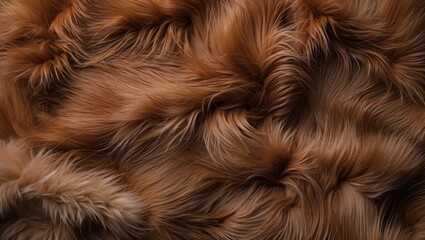 Warm brown fur texture background evoking comfort and elegance with soft, smooth strands creating a natural aesthetic appeal.