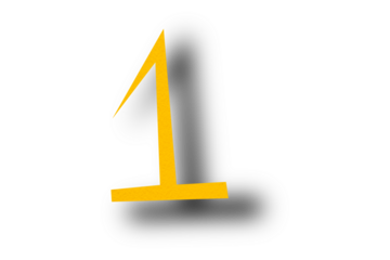 Number one from yellow paper transparent background