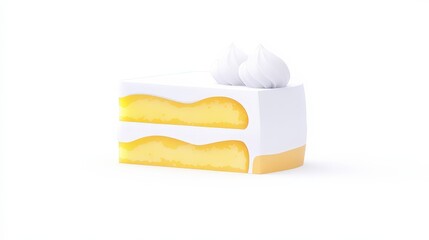 Creamy Yellow Cake Slice with Whipped Topping and Smooth Frosting