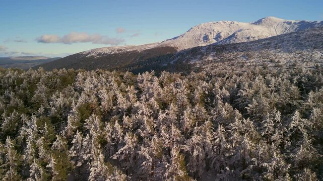 Snow landscape over the Mountains of Madrid