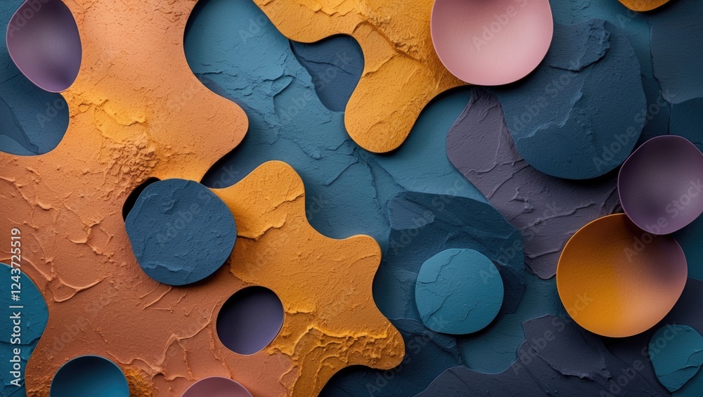 Poster colorful abstract shapes in dynamic textured background for creative design and visual projects with