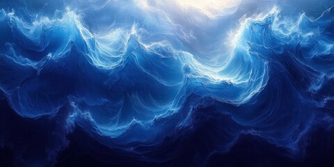 Obraz premium Abstract Ocean Waves Fluid Art with Deep Blue Turquoise Gradient and Soft Natural Light Background
