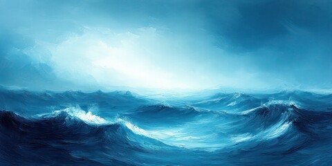 Fototapeta premium Serene Abstract Wave Pattern in Teal Blue Green Watercolor Fluid Texture Background