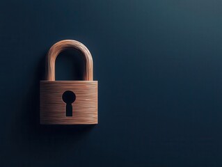 Fototapeta premium Minimalist data encryption concept with a closed padlock and binary stream