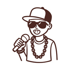 Rapper with microphone and sunglasses,