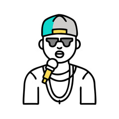 Obraz premium Rapper with microphone and stylish accessories