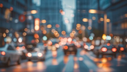 Defocused urban bokeh lights city traffic abstract background with blurred textures creating a vintage artistic style ambiance