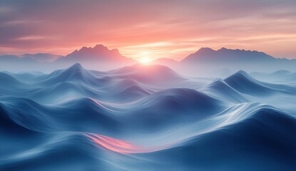 Serene Minimalist Landscape Soft Pastel Colors Ethereal Light Beams Abstract Art