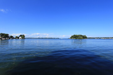 Scenic View of Lake Erie at Put-in-Bay with Blue Skies and Islands