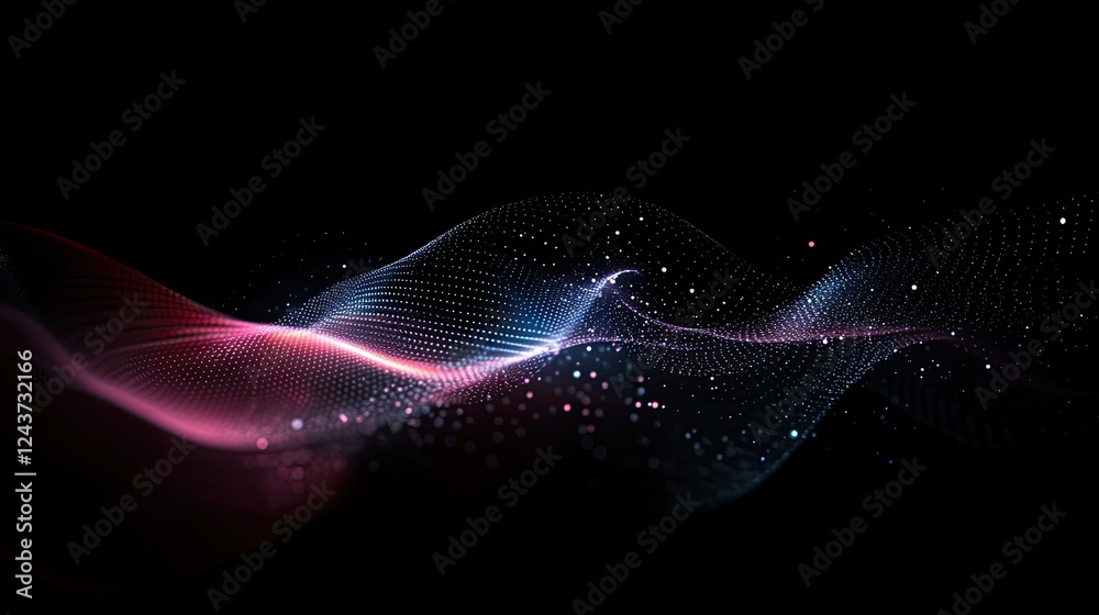 Poster abstract ai and big data concept with luminous lines and dots connecting dynamically