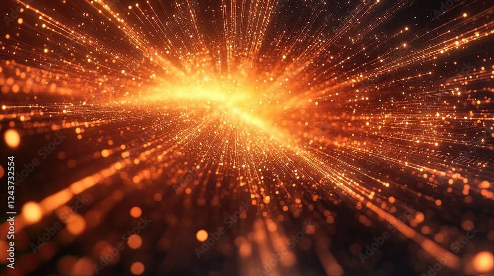  abstract ai and big data concept with luminous lines and dots connecting dynamically