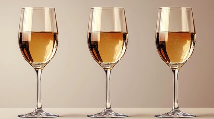 golden champagne glasses isolated on transparent background catoon style
