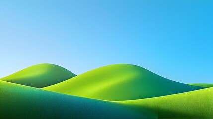 Obraz premium A Vibrant Landscape of Rolling Green and Blue Hills Under a Clear Sky. The simplicity and vivid colors make it visually appealing and calming, evoking a sense of tranquility and natural beauty.