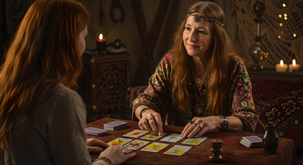 Fototapeta premium Fortune Teller Reading the Tarot Cards
