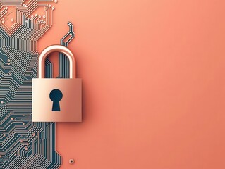 Abstract circuit board forming a secure padlock shape