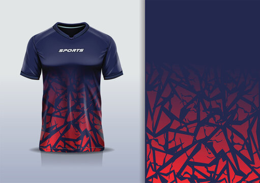 T-shirt mockup abstract pattern texture marble sport jersey design for football, soccer, racing, esports, running, in red blue color