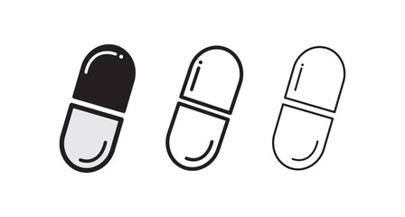 Capsule pill icon. Healthcare, medicine, treatment concept. Flat vector design illustration isolated on white background.
