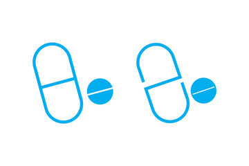 Capsule pill icon. Healthcare, medicine, treatment concept. Flat vector design illustration isolated on white background.
