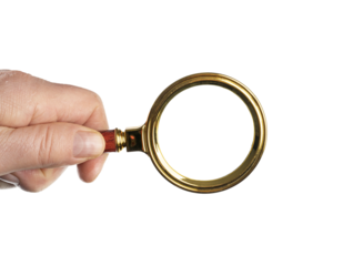 A magnifying glass in hand