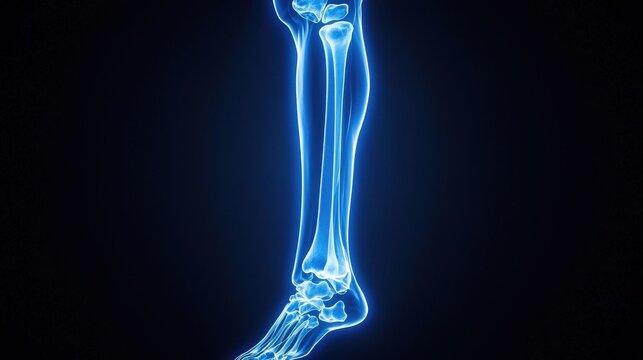 High-definition X-ray showing tibia and fibula alignment with the knee joint