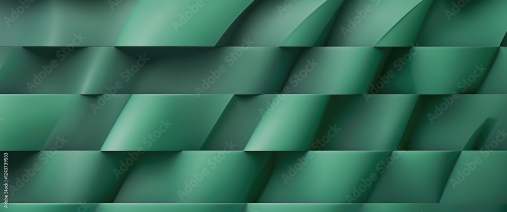 Poster abstract green background with layered parallel patterns creating a textured and dimensional look su
