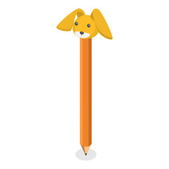 3D Isometric Flat Vector Set of Various Kawaii Pens, Stationery for School and Work. Item 6