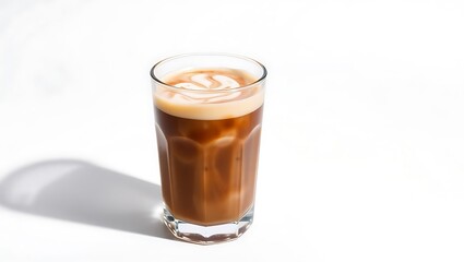 Iced coffee drink with smooth layer of cream on top