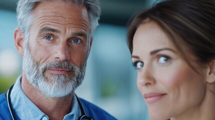 Caring Grey Haired Doctor Engaging in Friendly Empathetic Conversation with Mature Female Patient in Medical Clinic or Hospital Setting