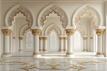 Fototapeta premium Elegant Islamic Architecture Interior Design Stock Photo