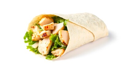 Grilled chicken wrap filled with fresh greens and tasty ingredients