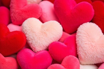 Obraz premium plush heart shaped decorative items red pink white colors