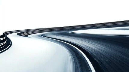 Fototapeta premium a speedway race track, professional racing circuit, sleek asphalt, aerodynamic curves, highspeed energy, isolated on white background