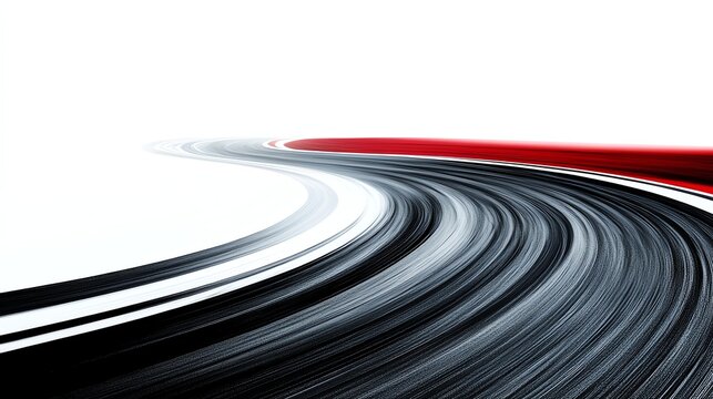a speedway race track, professional racing circuit, sleek asphalt, aerodynamic curves, highspeed energy, isolated on white background