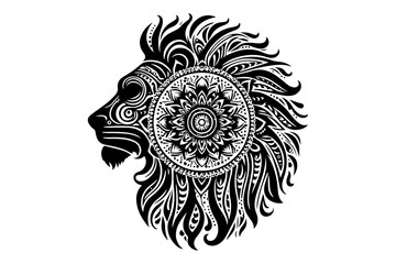 Intricate Lion Mandala Art