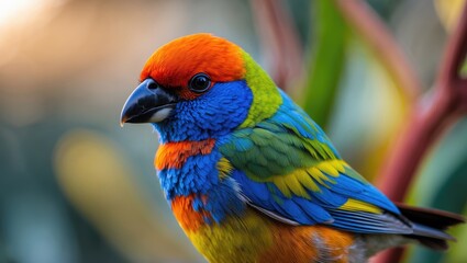 Vibrant Colorful Bird Portrait with Blurred Background Ideal for Text Overlay and Nature Themes