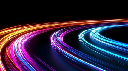 Futuristic scifi highway with glowing neon edges, sleek cyber aesthetic, highspeed energy, ultramodern technology environment