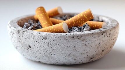Used cigarettes in ashtray on white surface (1)