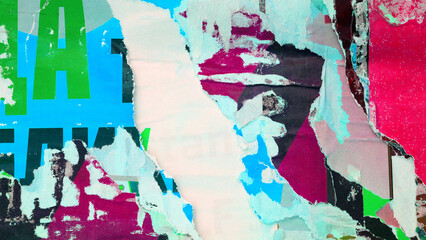 Old grunge posters backgrounds colorful creased crumpled paper backdrop surface placard empty space...