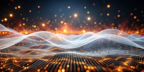 Obraz premium Digital Wave Glowing Bokeh and Mesh Composition