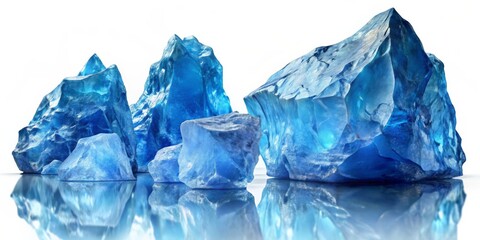 Obraz premium Glacial Reflections 3D Render of Blue Icebergs