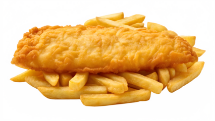 fish and chips isolated on white