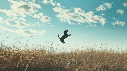 Paper cutout of a dog jumping in a field stock photo --ar 16:9 --style raw --v 6 Job ID: 8865c168-8286-485b-9e8c-db812a9de7d8