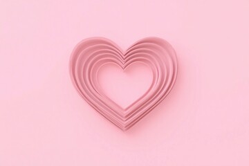 stylized 3D heart made of layered paper on solid pink bg